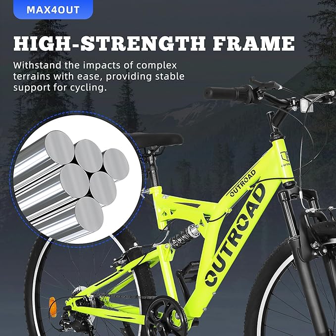 26 inch 7-Speed Commuter Bicycle,Hybrid Bicycle,Men's Cruiser Bike/Mountain Bike V Brake,Metal Frame, Adult Bike (Black, White, Blue, Green, Purple, Pink)