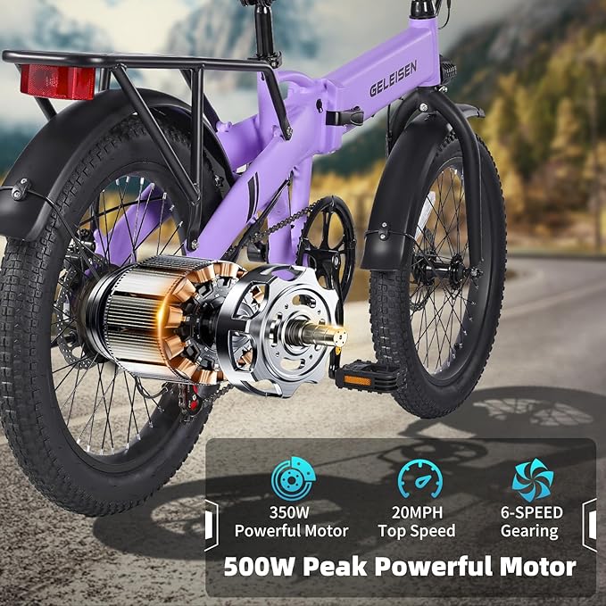 Folding Electric Bike for Adults, 20"×3.0 Fat Tire Electric Bicycle, 374.4Wh Battery Ebike, 20MPH Electric Cargo Bike with LCD Color Display & 6 Speed Gears (Fits for 5'0"+)