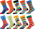 WeciBor Men's Dress Funny Crazy Colorful Novelty Combed Cotton Crew Socks 12 Pack - Size 7-10/10-13/13-15