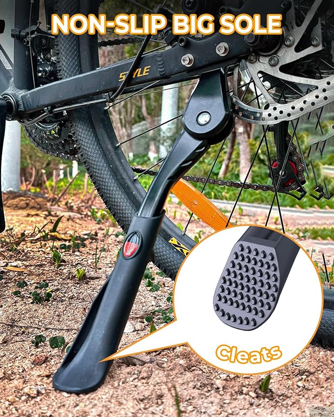 Wakano Heavy Duty Bike Kickstand 24"-29", Max Load 170 LBS, Non-Slip Large Foot with Cleats for Electric Bike, Adult Bike, Mountain Bike, Fat Tire Bike.