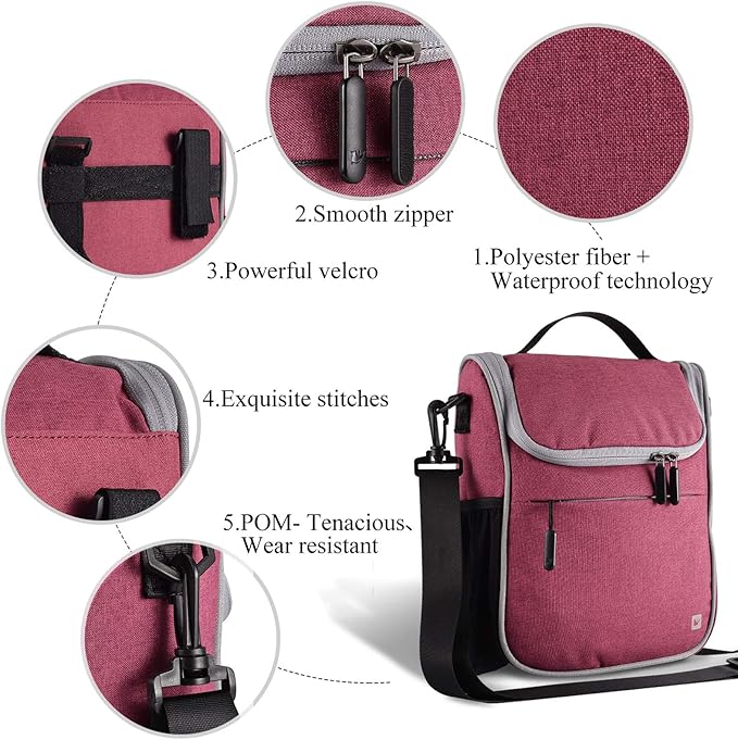 CamGo Waterproof Handlebar Bag for Bike - Cycling Front Storage Basket Bags Multipurpose Shoulder Pack Canvas Handbags with Rain Cover (Rose)