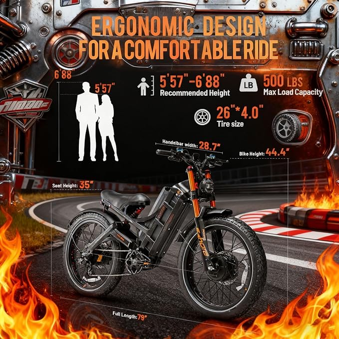 eAhora Romeo Pro 3 [2026] Peak 5600W Electric Bike for Adults 50Mph, 60V 80Ah Battery 250 Miles,Long Range Dual Motors Ebike,26"*4.0 Fat Tire Full Suspension