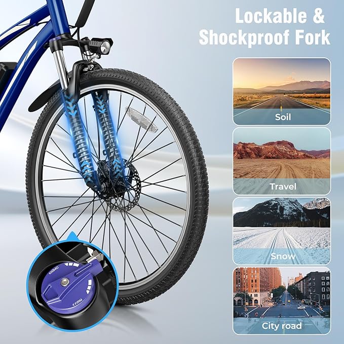 Electric Bikes for Adults, 26"/27.5" E Bikes for Adults with 1200W Peak Motor, 28 MPH, 50+ Miles Range Electric Bicycle, E Mountain Bike with 480WH Removable Battery, UL Certified