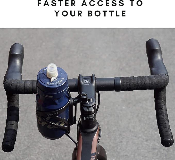 Vincita Stem Top Cap Bike Water Bottle Cage Adapter, Secure Retention System, Lightweight Aluminum Alloy Black Quick and Easy to Mount for All Bicycle