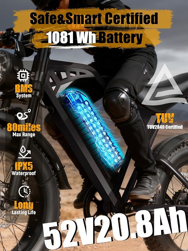 V100/V200 1500W Peak Electric Bike for Adults, 28MPH 48V13&20.8 Ah Removable Battery, 16/20"x4.0" Fat Tire, 7-Speed E-Bike with Dual Suspension – Commuter Ebike for Men & Women