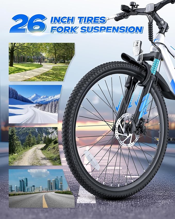Electric Bike for Adults & Teens - 350W 26" Victor Ebike - 21-Speed, 20Mph Up to 40Miles with Dual Disc Brakes, Commuter E-MTB for Men Women | UL 2849 Certified