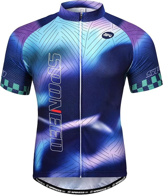sponeed Men's Cycling Jerseys Tops Biking Shirts Short Sleeve Bike Clothing Full Zipper Bicycle Jacket with Pockets