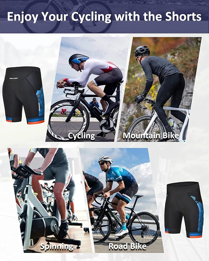 Padded Cycling Shorts Men's Cycling Underwear with 3D Padding Biking Bicycle Shorts Shock Absorb Comfortable Lightweight
