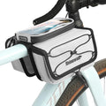 Rhinowalk Bike Frame Bag with Touch Screen Phone Pouch – Waterproof Bicycle Top Tube Bag with Rain Cover, Dual Side Storage for Cycling Accessories (White)