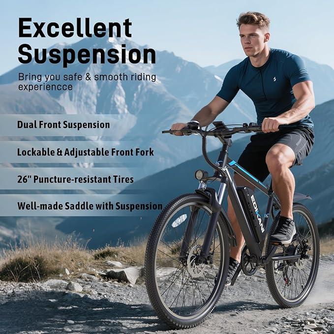 Electric Bike for Adults, Peak 1500W Ebike 26" Electric Mountain Bike 70 Miles Range, 648Wh Removable Battery, 40KMH Fast Commuter Electric Bicycle for Men, Lockable Front Suspension, 7-Speed Gears