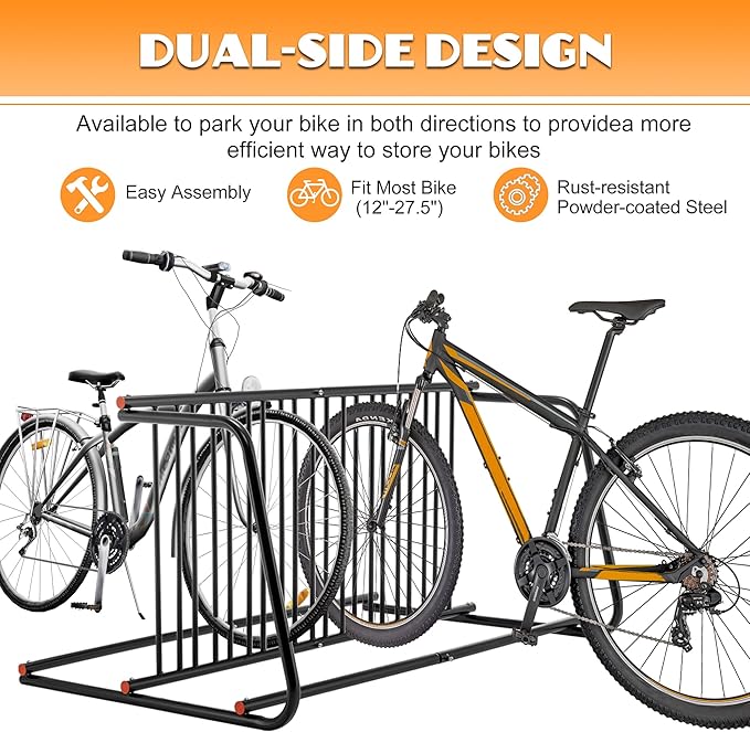 10 Holders Floor Bike Rack Stand, 60" Commercial Grid Bike Storage Rack, Freestanding Bicycle Storage Organizer Bicycle Floor Parking Stand for Garages Streets Yards Bike Events