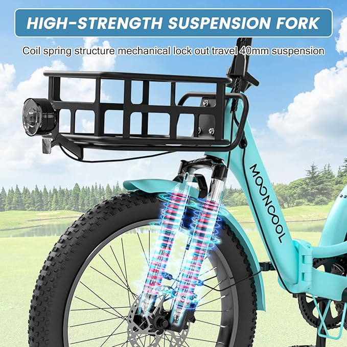 MOONCOOL Folding Electric Tricycle for Adults, 48V 500W 3 Wheels Electric Trike, Aluminum Frame 750W Electric Tricycle Adult Bicycle with Removable Battery, Front and Back Bags
