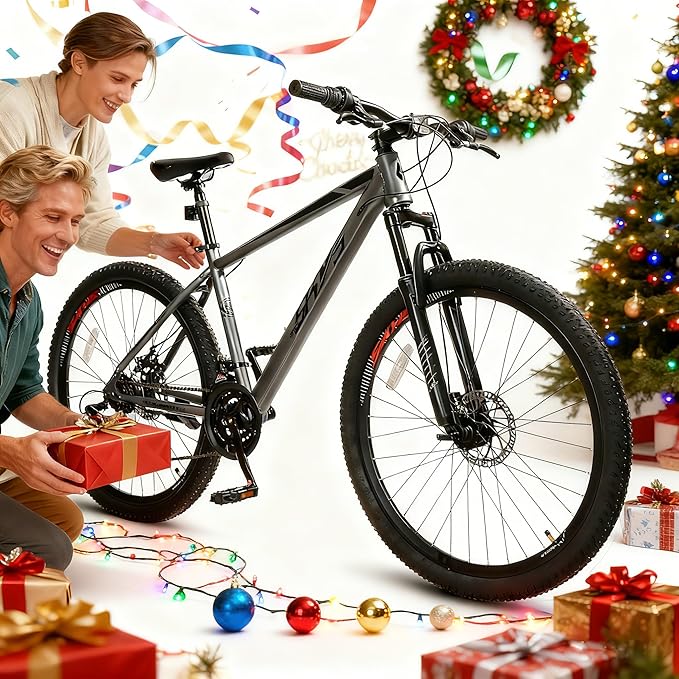 Convend 24/26/27.5" Mountain Bike for Adults, 21-Speed Twist Shifters, Lockout Suspension Fork, Dual Disc Brakes, High-Carbon Steel Frame, All-Terrain Tires, 85% Pre-Assembled