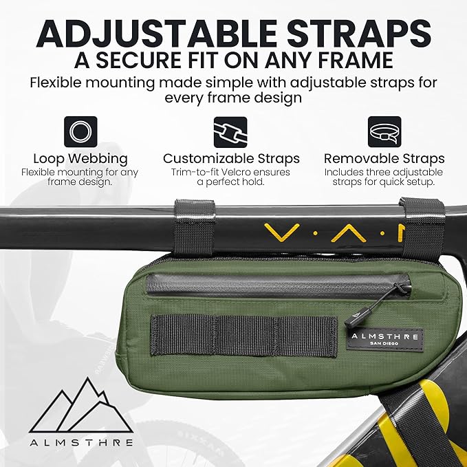 ALMSTHRE Bike Frame Bag | Weather-Resistant, Waterproof Zippers & Dual-Sided Access for Road, MTB, and Ebike Frames