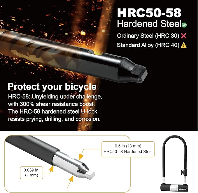 Bike U Lock with Cable | Via Velo Heavy Duty Anti-Theft Bicycle U Lock Sold Secure Silver 15mm Shackle Inner Dim 9 x 4.5 in with 10mm x 6Ft Length Cable Security Lock for Bike Electric Bike Scooter