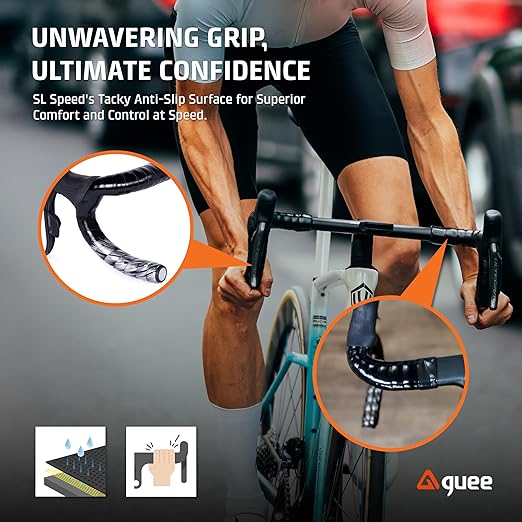 GUEE SL Speed Road Bike Handlebar Tape – Premium PU Leather, Microtex Structure, Shock-Absorbing Foam, Ultra-Light 30g, Anti-Slip Racing Grip (2 Rolls, Wild Gold)