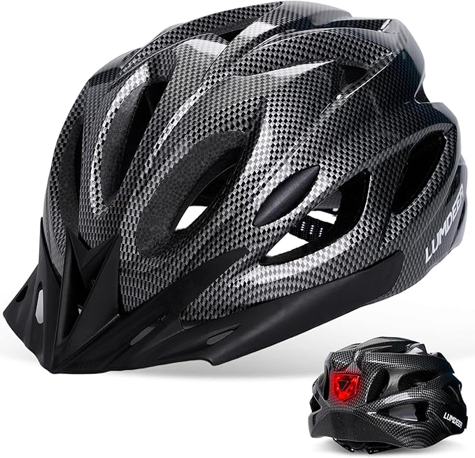 Adult Bike Helmet for Commuting and Cycling, Bicycle Helmet with Rechargeable Rear LED Light & Magnetic Goggles & Removable Sun Visor, Mountain and Road Bicycle Helmets for Men and Women 3 in 1