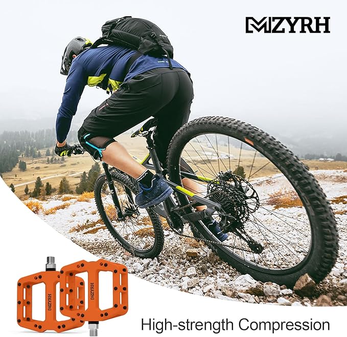 MZYRH Mountain Bike Pedals 9/16" 3 Sealed Bearings Lightweight Non-Slip Nylon Fiber Bicycle Platform Pedals for Road BMX MTB