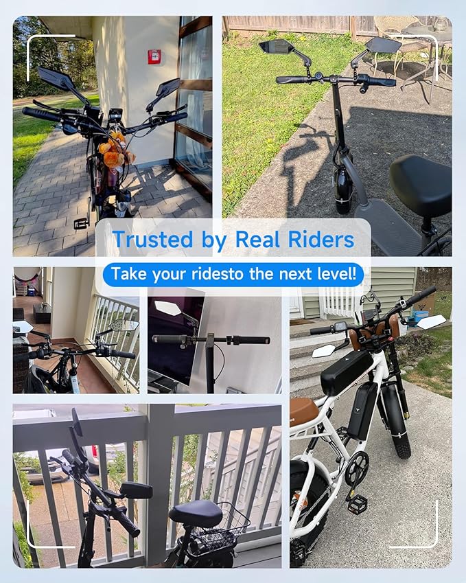 Bike Mirror, Handlebar Bicycle Mirrors, Scratch Resistant HD Glass Lens, 360° Rotatable & Foldable Safe Rearview Bicycle Mirrors, Bike Rear View Mirror for Scooter, Ebike, Bike Accessory(1 Pair)