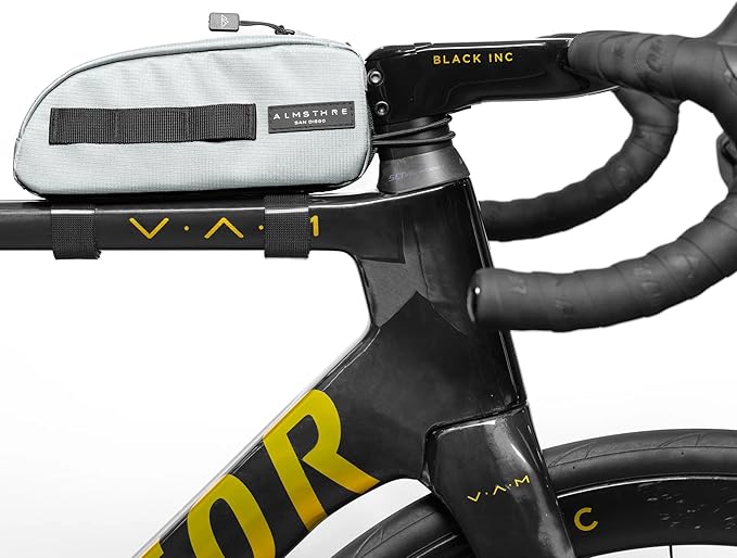ALMSTHRE Top Tube Bag 8'' x 2'' x 3'' | Waterproof, Secure & Stable – Universal Bike Storage with Versatile Mounting – Fits Essentials | Adventure-Ready Cycling Gear