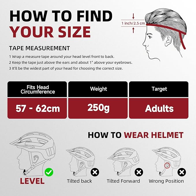 Adult Bike Helmet, Bicycle Helmet with Rear LED Light & Detachable Magnetic Goggles,Cycling Helmet Adjustable for Men Women Mountain & Road