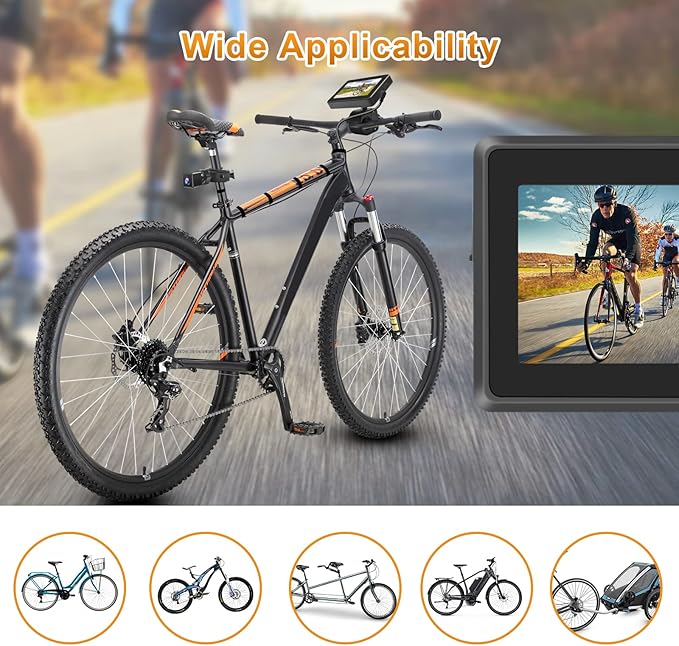 Bike Mirror Camera with 115°Wide Angle, 4.3" HD 1080P Monitor Bike Rear View Camera, Night Vision Bike Camera for Handlebars, Adjustable Bicycle Camera for E-Bike,Mountain, Road Bike