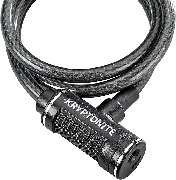 Kryptonite Parkview Bike Lock Cable, 6ft. x 12mm Braided Steel Cable Anti-Theft Security Bicycle Lock with Keys for Outdoor Equipment, Bicycles, Scooters, Fence, Gate