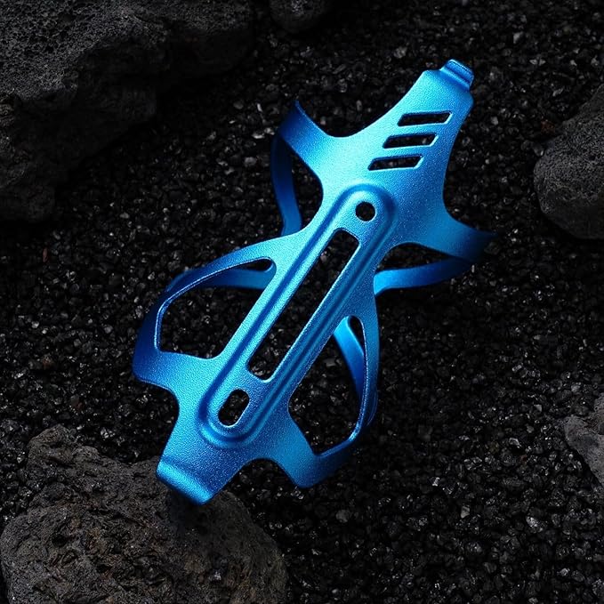 Corki Cycles Heavy Duty Bike Water Bottle Holder, Lightweight Aluminum Cage Shockproof Design for Road Mountain Gravel Bikes, Holds 18-30 oz, 1-Pack Blue