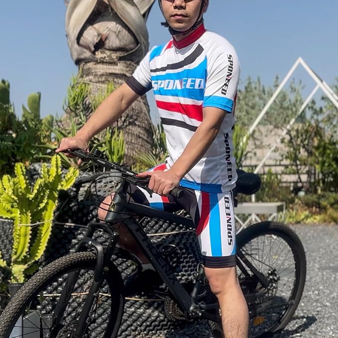 sponeed Cycling Jersey Short Sleeve Suits Men Bike Clothing Road Bicycle Shorts Padded Outfits