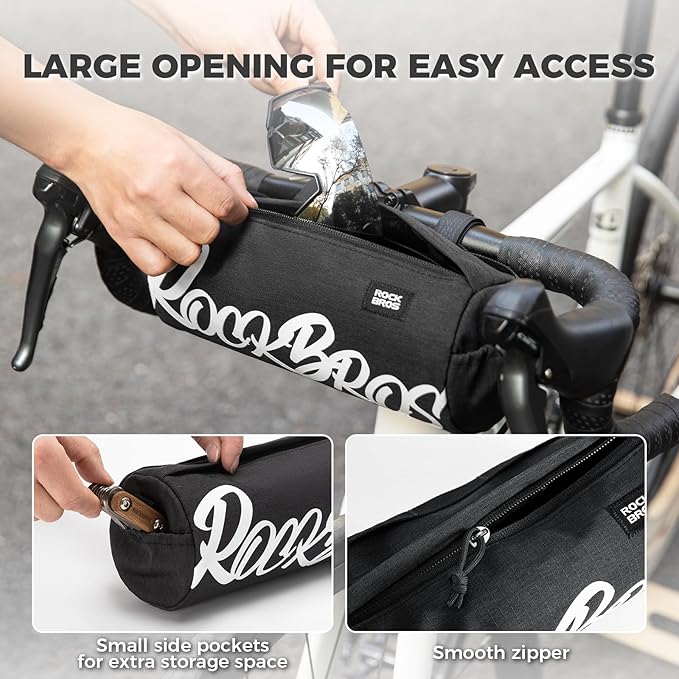 ROCKBROS Bike Handlebar Front Bag Bicycle Handy Frame Roll Bag with Shoulder Removable Strap Mountain Bike Storage Pouch Cycling Accessories