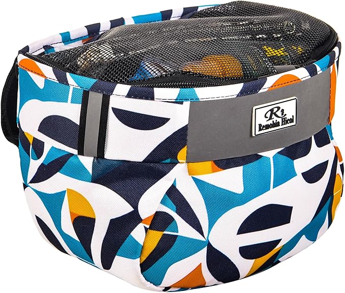 Kids Bike Basket,Durable Front Frame Bicycle & Scooter Basket Bag,Waterproof Fabric Bicycle Handlebar Bag for Boys, Girls, Toddlers with Zipper Mesh Lip(Geometry)