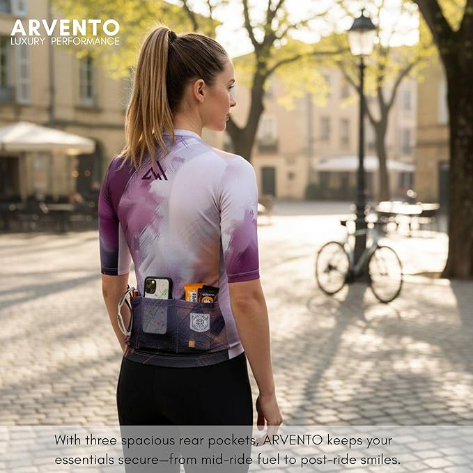 ARVENTO Unisex Cycling Jersey – Performance Fit, Breathable & Quick-Dry Short-Sleeve Road Jersey, 3 Rear Pockets