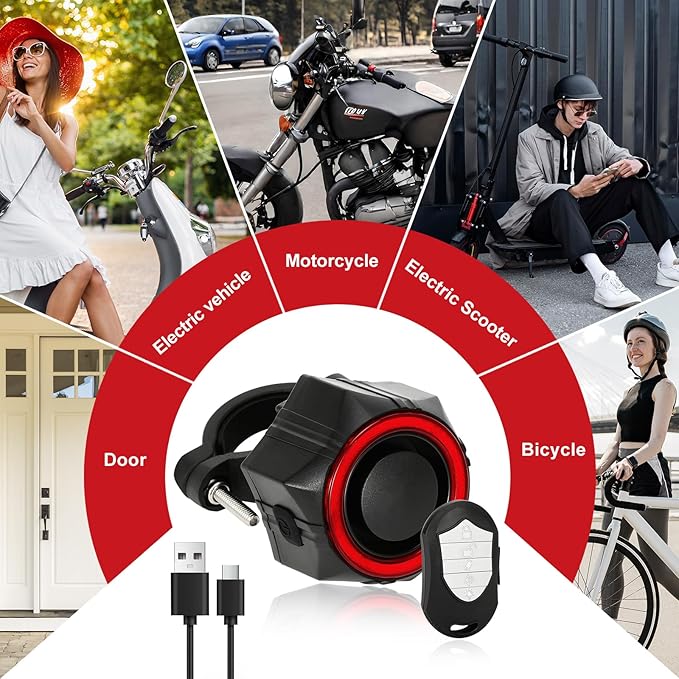 BANGTING 110dB Loud Bike Alarms with Remote, Wireless Best Anti Theft Vibration Motorcycle Alarm, IP65 Waterproof Bicycle Alarm, Alarm System for Ebikes Moto Ebike Bicicletas Bikes Scooter (Black)