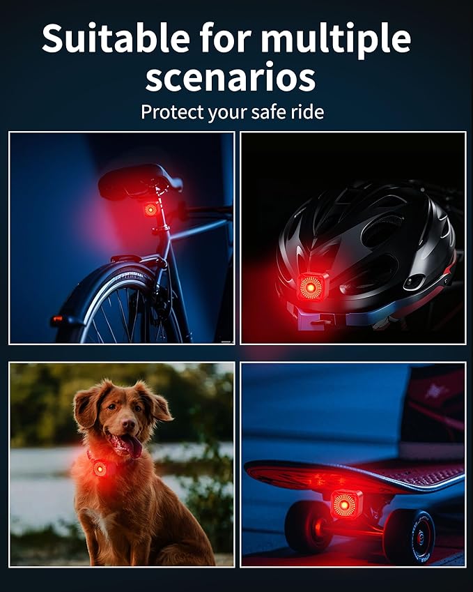 DARKBEAM Bike Tail Light with LED Display Screen, USB-C Rechargeable 6 Light Modes, IP55 Waterproof Bicycle Taillight for Night Riding, Super Bright Rear Bike Light for Road Mountain, Cycling
