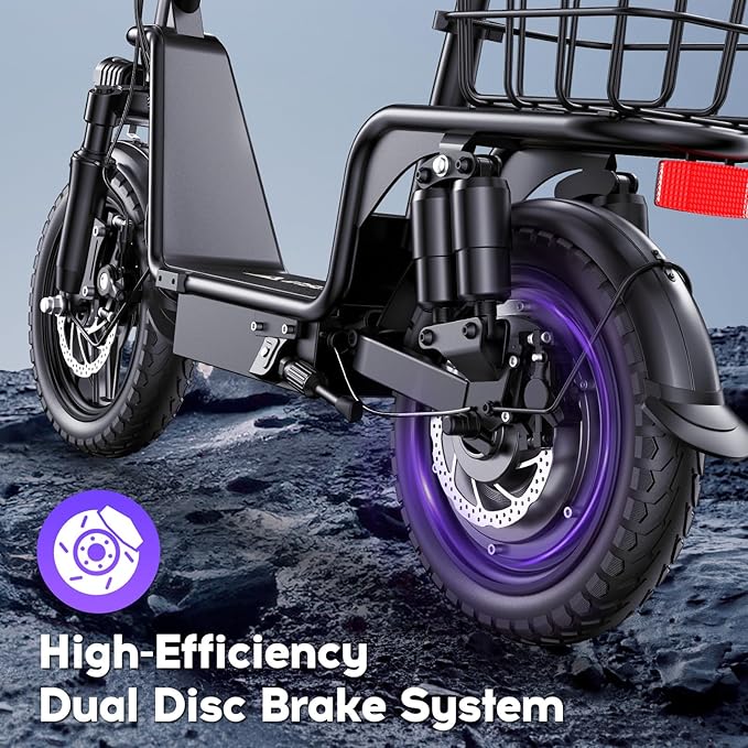 Electric Scooter with Seat for Adults,1000W Peak Power, 35-Mile Range, 20MPH, 14" Tires, Foldable Commuter E-Scooter with Basket for Pets Dogs and Items, 330lbs Max Load.UL 2272