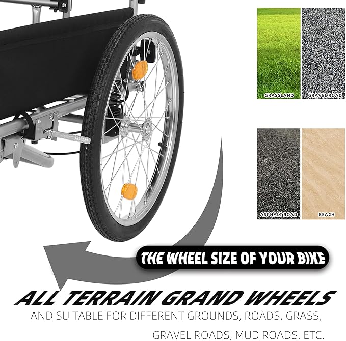 3-in-1 Heavy-Duty Bike Cargo Trailer, Bicycle Trailer– E-Bike Compatible Steel Frame, 110lb Capacity, Convertible Stroller & Pull Cart w/Suspension, 20" Wheels & Accessories