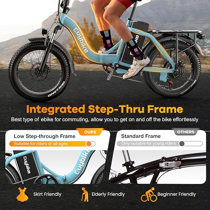 Foldable Electric Bike for Adults, Peak 1000W Brushless Motor 30MPH 70Miles City Commuter Ebike, 48V 20AH Lithium Battery, 20" Fat Tire 7-Speed E-Bicycle with Front Suspension Colourful LCD Display