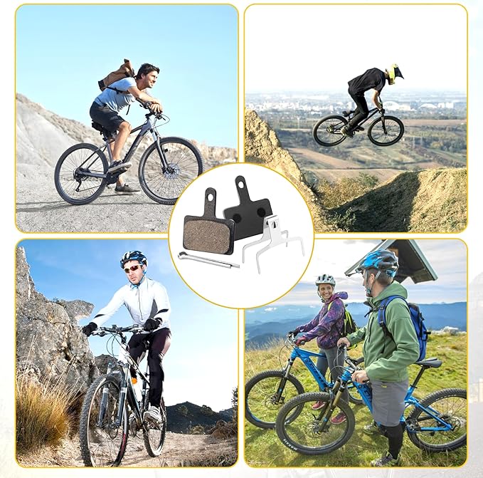 8 Pairs Bike Brake Pads,Disc Brake Pads,High-Performance Brake Pads Compatible with TRP Tektro Shimano Deore Br,Bike Disc Brakes,Semi-Metallic&Resin, with 3 Installation Tools