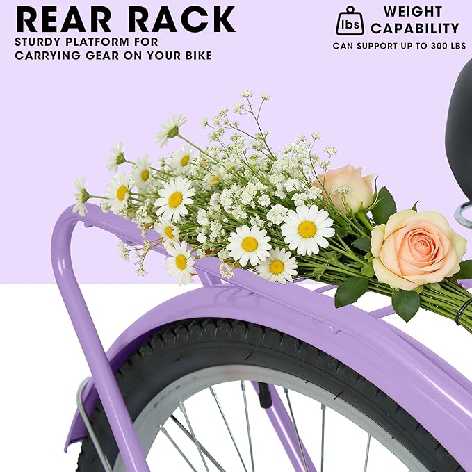 26 Inch 7-Speed Beach Cruiser Bike for Men & Women, Step-Through Comfort Frame, Upright Riding Position, Alloy Wheels & V-Brakes for Commuting & Leisure