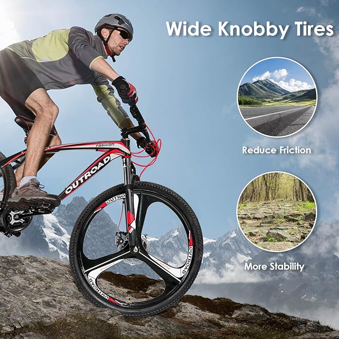 Betterland 26 Inch Mountain Bike, 7-Speed Adult Bike with Dual V Brakes, Outdoor Cycling Bike with High Carbon Steel Frame and Front Suspension, Adjustable Ergonomic Seat for Bicycle