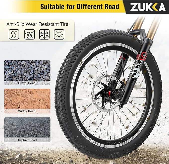 ZUKKA Bike Tire 20/24/26/27.5/29 x 2.125 Bike Tire 2 Pack Mountain Bike Tire Folding Replacement Tire for MTB Mountain Bike, Kids