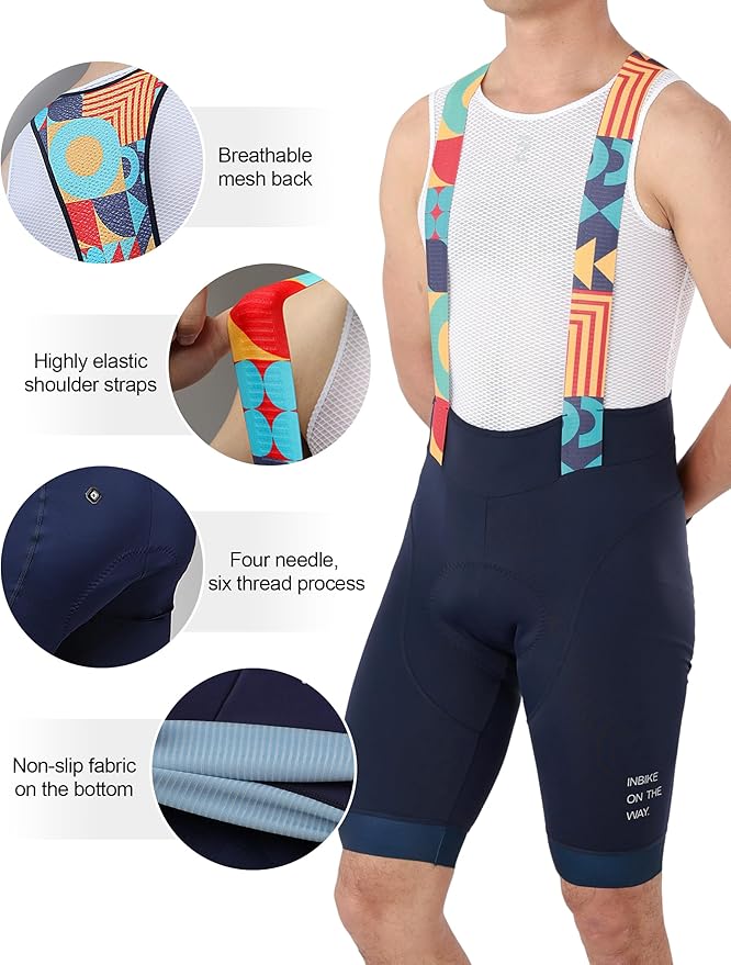 INBIKE Cycling Jersey Men Set Bib Shorts Set Breathable Bike Shirts Quick-Dry Bib Bicycle Jersey Biking Clothing Set