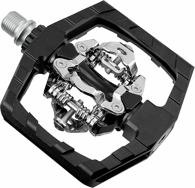 VENZO Click'R Compatible with Shimano SPD Mountain Bike Sealed Pedals with Cleats - Dual Platform Clipless Pedals for Mountain Bike - Easy Clip in & Out