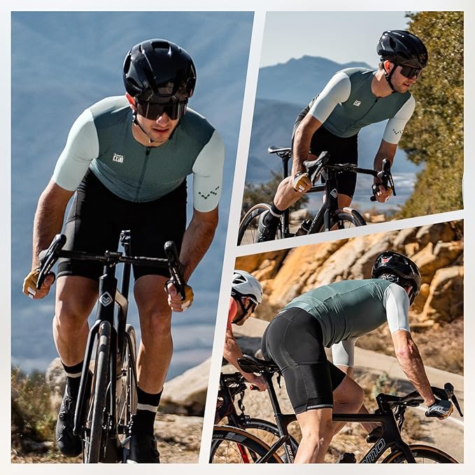 Santic Men's Cycling Jersey Short Sleeve Tops Pro Road Bike Shirt Full Zipper UPF 50+ Bicycle Jersey with Pockets