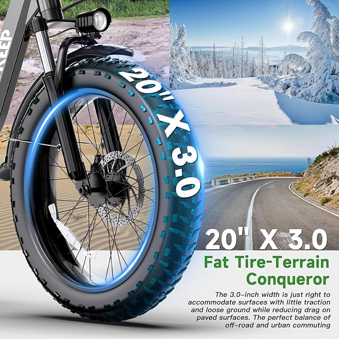 1800W Electric Bike for Adults, 52V/18.2AH Removable Battery Electric Bike, 86 Miles Long Range Foldable Fat Tire Electric Bicycle, 7-Speed Electric Commuter Bicycles, UL2849 Certified, Max 330LBS