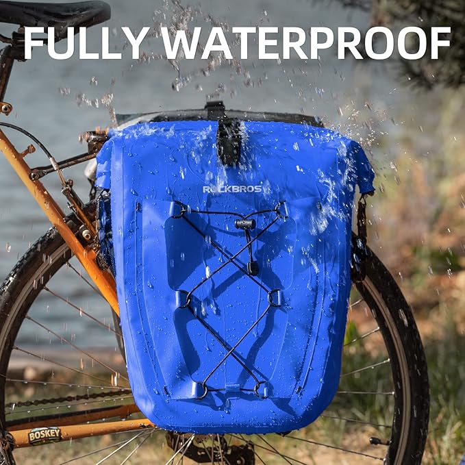 ROCKBROS Bike Panniers Waterproof Bike Rear Rack Bag Max 30L Large Capacity Bike Rear Panniers for Cycling Traveling Commuting 1 Pack