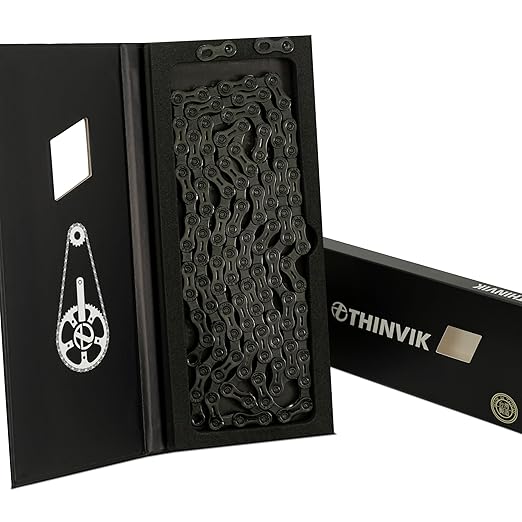 Thinvik Bike Chain 10 Speed, 1/2''× 11/128'', 110 Links - Road & Gravel and MTB Chain for Shimano and SRAM(Not for SRAM AXS) - Elite Black Half Hollow - Quick Link Included