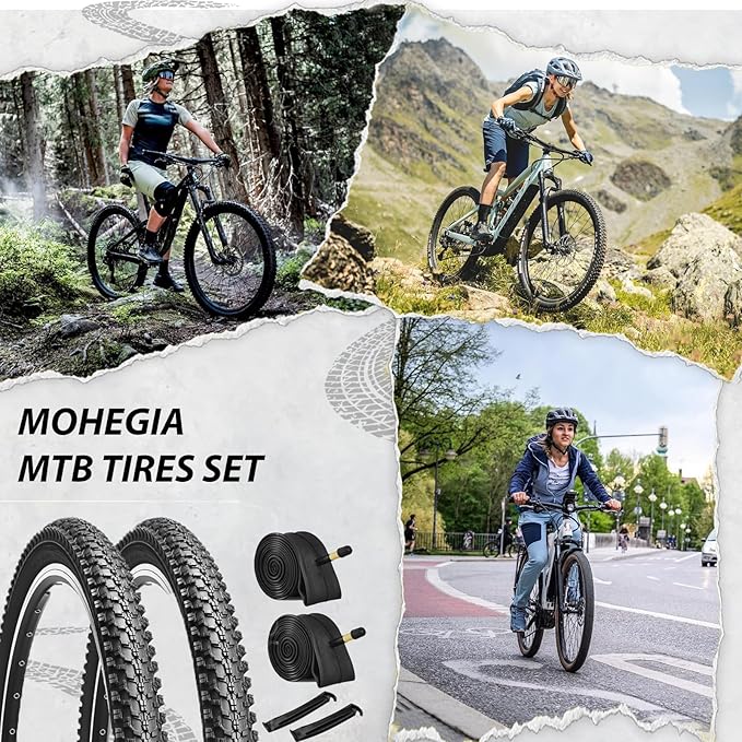 MOHEGIA Mountain Bike Tires - 20/24/26/27.5 Inch Folding MTB Bicycle Tires Replacement,Steel Bead All-Terrain and High-Performance Durable for Off-Road,Street & Trail Adventures