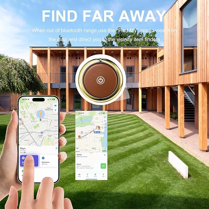 Air -Tags Bluetooth Tracker Item Finders Work for Apple Find My (iOS Only) Real-time Tracking GPS Tracker for Luggage Keys Dogs Cats Backpack Satchel (Black&Brown, 2Pack)