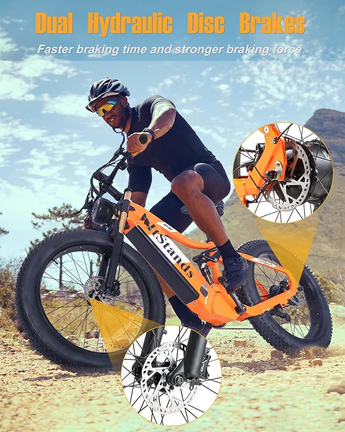 2026 Upgraded Dual Motors AWD Electric Bike for Adults 5000w/3000W/1500W Motor Dirt Ebike 40MPH/30MPH 52V/48V 30Ah/20Ah Battery Up to 90 Miles Long Range 26" Fat Tire Bicycle for Commute Mountains